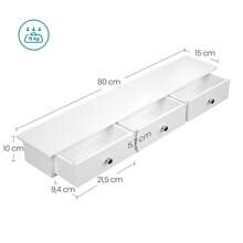 SONGMICS Estante de Pared, Estante Flotante con 3 Cajones, Carga de 15 kg, 15 x 80 x 10 cm, para Pasillo, Salón, Oficina, Montaje Fácil, Ahorro de Espacio, Estilo Moderno, Blanco - Blanco - Ver 10