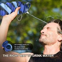 2pcs Silicone Collapsible Water Bottles, 16oz Portable Foldable Expandable Water Bottle Sports Cups With Straw, Leak Proof , For Outdoor ActivitiesTravel (Pink+Blue)Trendingnow - 藍色 - 查看 2