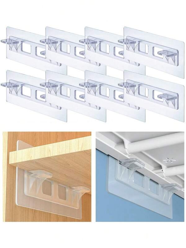 4/10 Pcs Punch Free Shelf Support Pegs Self Adhesive, Shelf Support Sticky Hooks No Drill Shelf Bracket Holders, Right Angle Support,For Kitchen Cabinet Book Shelves Closet Clapboard Layer