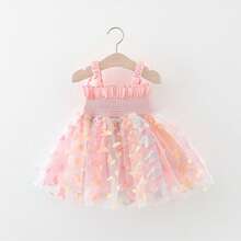 Angel Wing Princess Dress For Girls, Shiny Sequin Party, Summer Fairy Costume - Baby Pink - View 4
