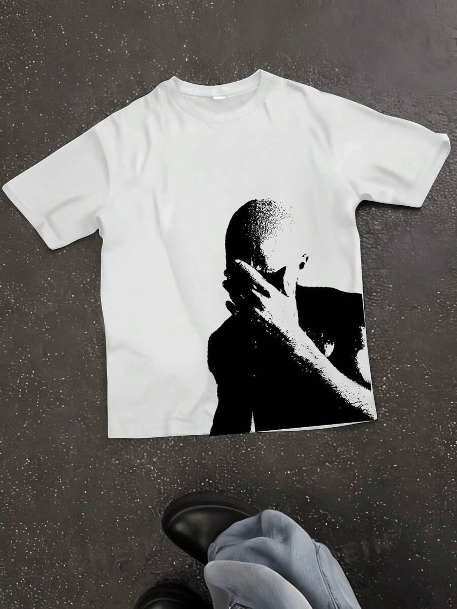 T-Shirt Unisex T-Shirt Aesthetic " Black And White" - 白色 - 查看 1
