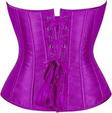 Women's Sexy Boned Overbust Shaper Push Up Bodysuit Lace Up Corsets And Strap Bustiers Top S-6XL - Màu tím - Xem 2