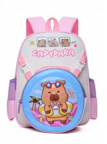 1 pieza Nueva mochila de alta gama para niña con diseño lindo de capibara de nailon, nuevo bolso de moda, combinación de colores frescos y estimulantes, estilo juvenil de niña, correas ajustables, casual y de moda, muy adecuado para salir y también como regalo para amigos