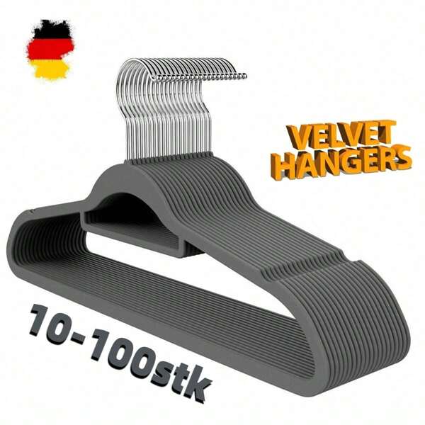 Kleiderbügel für Kleidung Kleiderbügel aus Samt Velours Rutschfeste, beflockte Hosenbügel DE
