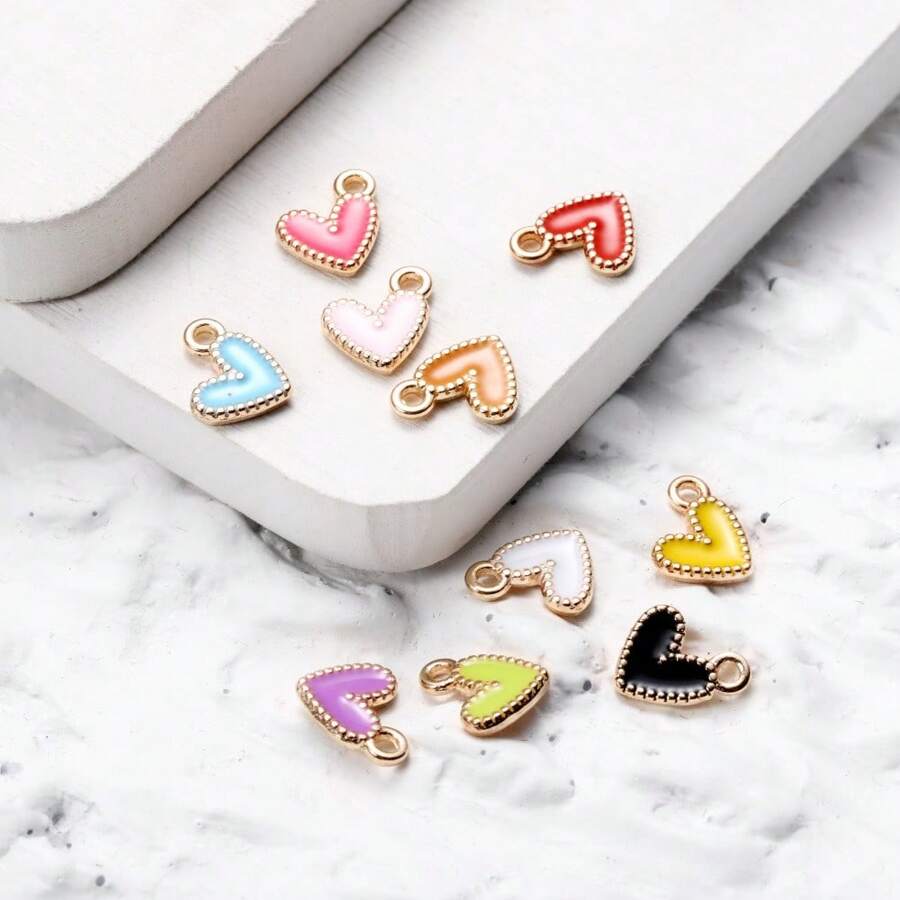 30 Piezas de Colgantes de Corazón de Metal Multicolor, Charms de Corazón Esmaltados de Aleación Miniatura para Hacer Collares, Pulseras, Manualidades DIY, Accesorios de Joyería, Suministros para el Día de los Enamorados