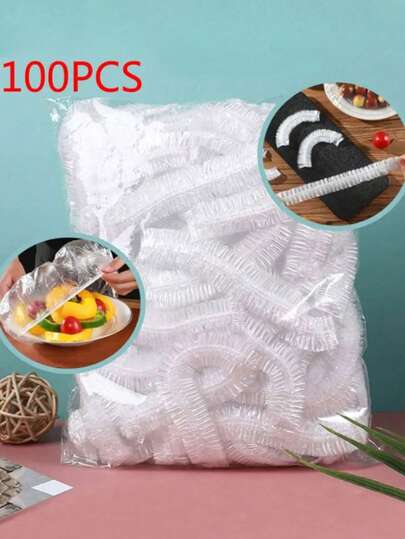 600pcs/300pcs/100pcs/50pcs Disposable Plastic Travel Packing Set, Disposable Bathroom Shower Cap Set, Kitchen Fresh Keeping Bowl Covers PE Plastic Wrap (Please Note That This Product Is Made Of Lightweight Material To Keep Food Fresh And Not Stuffy, If You Mind, Please Do Not Purchase) Suitable For Leftover Food, Fruits, Food, Airtight Cover, Odor-Proof, Leak-Proof, Dust-Proof, Refrigerator Cover, Refrigerator, Kitchen Accessories, Holidays, Home Kitchen, Bathroom Small Tools