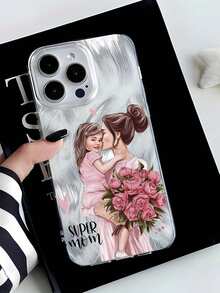 1pc Floral Feather Print TPU Anti-Fall Phone Case, Compatible With Apple 16, 15, 14, 13, 12, 11 Pro Max, Series Waterproof Shockproof Scratch Resistant - Multicolor - View 1