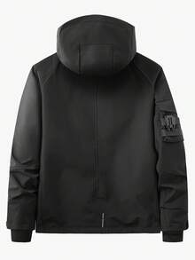 Men's Zip-Up Design Windbreaker Techwear Utility Jacket With Multiple Pockets - Black - View 2