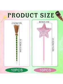 10pcs-Princess And Witch Party Favors Including 5Pcs Star Ballpoints And 5Pcs Witch Broom Pens Pink Pentagram Wand Green Stripes Broom Pens For Halloween Party Supplies Decorations Gifts,Back To School Gifts Back To School, School Thingsfor Girls/Boys, Backpack,School Supplies - Multicolor - View 7