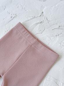 Baby Mädchen Lässig Einfarbig Spitzenbesatz Elastischer Bund Gestreift Leggings