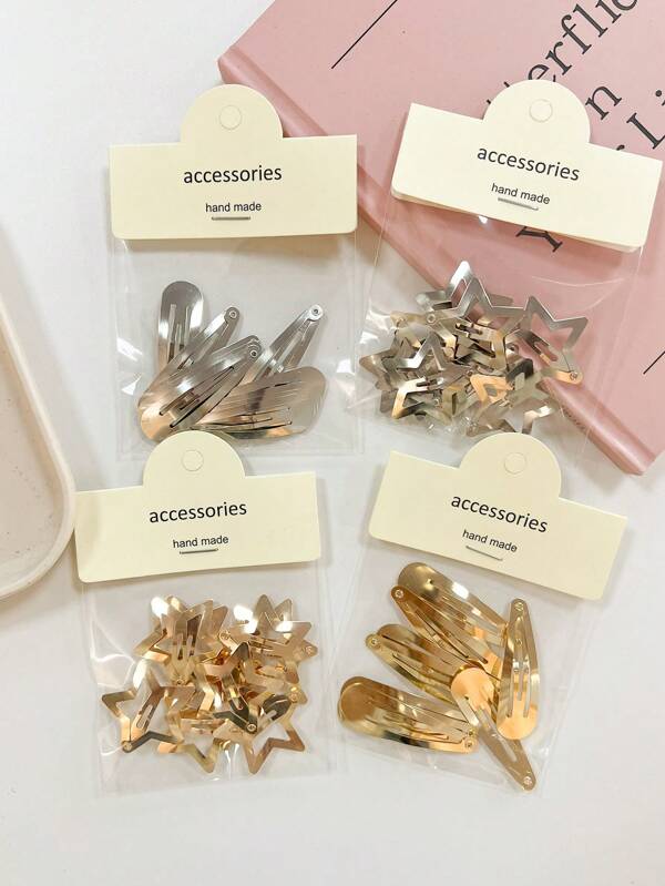 10pcs Women's Fashionable Elegant Hairpin Set, Includes Minimalist Star Side Clip, Teardrop Hair Clip, Bangs Clip, Suitable For Everyday Use, Claw Clips, Hair Claws, Clips For Hair, Hair Slide, Hair Barrettes