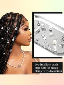 220pcs Gold Hair Accessories, Loc Jewelry For Braids, Women's Hair Jewelry, Metal Hair Ring Cuff For Dreadlocks Accessories,Hair Braid Decoration Boho - Silver - View 2