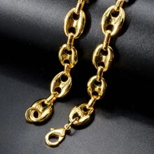 3pcs Personalized 18k Gold-Plated Copper Hip Hop Style Necklaces Bracelets Earrings Jewelry Sets Suitable For Women