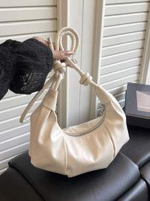 休闲通勤饺子设计钱包，女士新款时尚百搭单肩包，带褶皱休闲感和吊坠