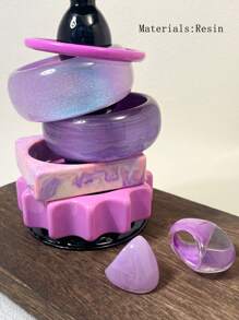1pc Purple Pearlescent Asymmetrical Resin Bracelet, Lightweight & Durable Design Suitable For Daily Wear And Beach Parties, Versatile Accessory For All Seasons