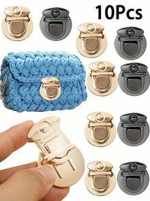 2/6 件金色金属纽扣锁,手工编织包 DIY 工艺用品,手工缝纫配件,全年钱包扣,适用于手工和 DIY 项目 - 彩色 - 查看 24