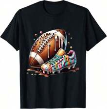 Football Ice Cream Sprinkles Fun Retro Design Sports Fans Soft T-Shirt-Holiday Gift