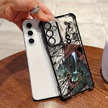 Funda de Teléfono de Lujo de Negocios de Alta Gama con Monstruo de Dibujos Animados No. 8 Compatible con 25/S24/S23/S22/FE Note20 Ultra Plus 4G/5G Marco Negro a Prueba de Golpes Cubierta Trasera Transparente Diseño Creativo - Colores mixtos - Ver 3