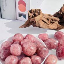 3pcs/5pcs Natural Polished Strawberry Quartz Tumbled Stones, Aromatherapy Stones, For Home Decor, Office Decor, Holiday Gifts, Etc.