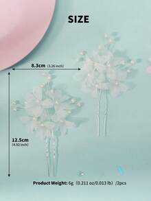 2个或4个新娘婚礼发夹 白色花朵仿珍珠发卡 新娘伴娘女士情人节配饰