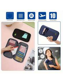 1pc High-Quality Travel Passport Holder - With Zipper, ID And Credit Card Slots, And Phone Pocket - Black & White Mesh Storage Bag, Portable Foldable Silicone Storage Bag | Essential Travel Document Organizer | Fashionable Design, Suitable For All Seasons: Spring, Summer, Autumn, Winter Travel, Ideal For Family Vacation Passport Wallet - Multicolor - View 3