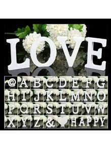 1pc 26pcs Wooden 26 Alphabet Letters & Ampersand Symbol Crafts, Freestanding Letter Decor For Wedding Party Home Decoration, Educational Building Blocks Prop For Photography Gifts Birthday Graduation