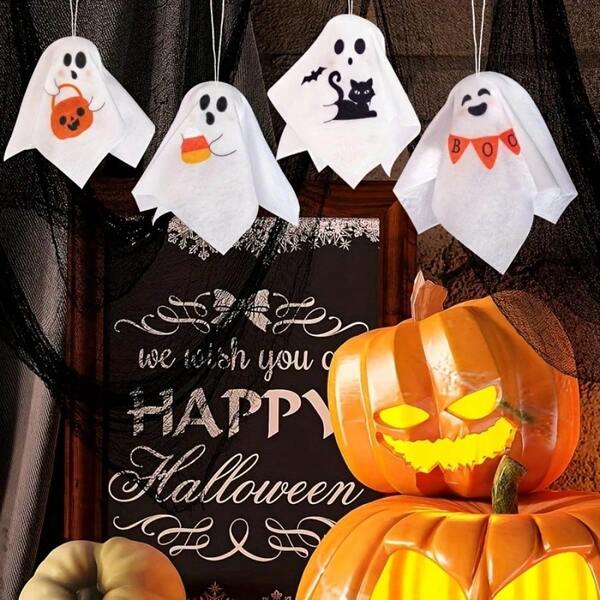 8 Sets Of Halloween Props, Haunted House Bar Ghost Hanging Ghost Puppet Hanging Ghost Colorful Hanging Ghost Decoration Props