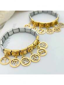 2025 Fashions Modular Golden Twelve Constellations Italian Charm Links Fit 9mm Elastic Bracelet Stainless Steel Making Jewelry - A - View 3