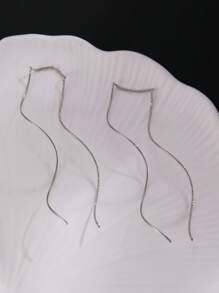 1 par de pendientes largos con flecos para mujer, accesorio versátil y minimalista de moda adecuado para el uso diario, eventos sociales y reuniones