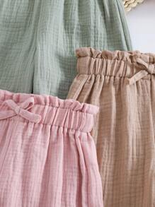 3pcs/Set Girls Casual Straight Leg Pants, Cotton Fabric With Elastic Waist, Suitable For Spring, Summer, Autumn - Multicolor - View 5