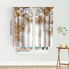 2 piezas de cortinas con patrón floral blanco y dorado, adecuadas para dormitorio, oficina, cocina, sala de estar y estudio, diseño de bolsillo para barra, para decoración del hogar y la habitación - Multicolor - Ver 18