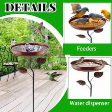 1 Outdoor Bird Bath, Vintage Metal Bird Bath -25cm Plate Bird Pole, Bird Feeding, Water Feeding, Bath Tub. Suitable For Garden Decorations, Outdoor Planters, Courtyards. - Multicolor - View 12