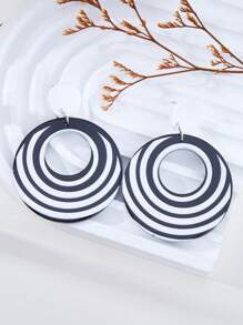 1 Par de Aretes Minimalistas y Elegantes de Acrílico con Estampado de Cebra en Negro y Blanco, Contraste de Color, Aretes Colgantes para Mujer, Adecuados para el Uso Diario y Fiestas.