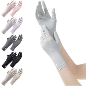 1双夏季女士冰丝防晒手套防滑防紫外线遮阳透气送女友