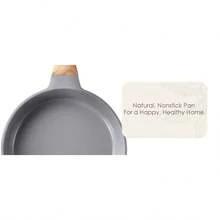 RIOVARM Non-Stick Induction Pan Set With Lids Ceramic Coated Frying Pan Set 20cm 24cm 28cm Omelette Pans With Wood Grain Bakelite Handles Healthy Cookware Set Without, - Blue - View 10