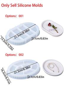 1 件条纹托盘硅胶模具，手工制作的椭圆形珠宝展示盘石膏树脂花瓶底座工艺铸造模具，适用于家居装饰、卧室、客厅、餐桌摆设、办公室 - Silicone Mold - 查看 2