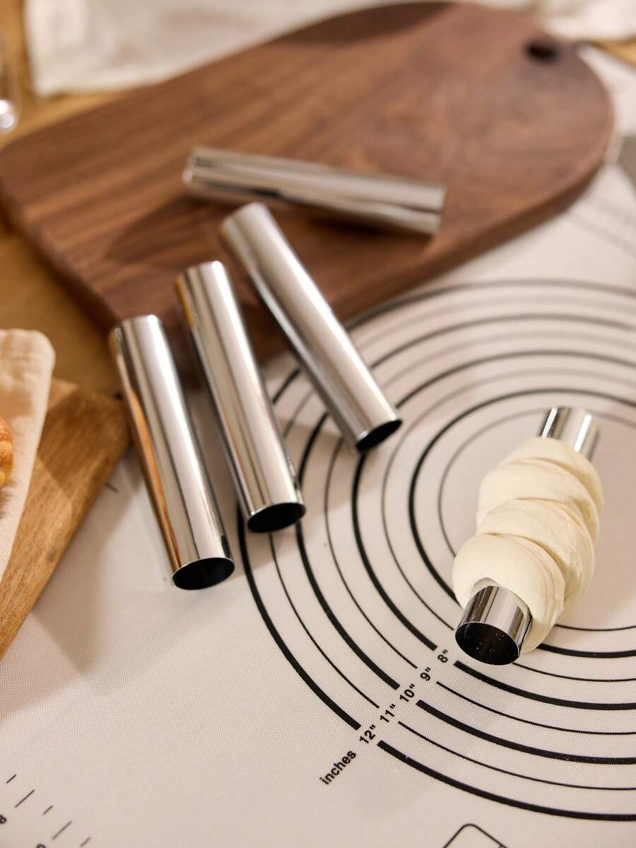 Cirelle 3/5/10pcs Large Stainless Steel Danish Horn Tube Croissant Tool For Baking Pastry, New Year, Christmas Party, Rama Kitchen Essentials, Baking Use, Family Dining, Afternoon Tea Use, Back To School Use - Silver - View 1