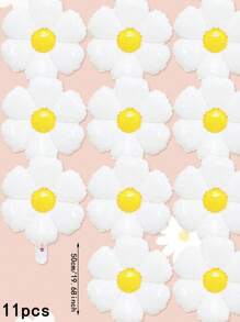 Set de 22 globos blancos con margaritas, globos de aluminio con forma de girasol, adecuado para fiestas con temática de jardín, fiestas de cumpleaños, decoración de aula, lindas decoraciones con globos de margaritas