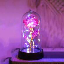 1pc Realistic Colorful Gold Foil Rose Flower Lamp, Desktop Decorative Rose Flower Light, Rose Flower Gift For Valentine's Day, Mother's Day, Thanksgiving, Couple's Memorabilia, Christmas Desktop Decor Flower Lamp, Suitable As Christmas Gift For Friends And Family - Multicolor - View 22