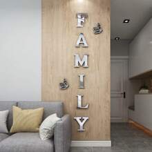Family Wall Decor Letter Signs Acrylic Mirror Wall Stickers Decorations For Living Room Bedroom Home Decor Wall Decals
