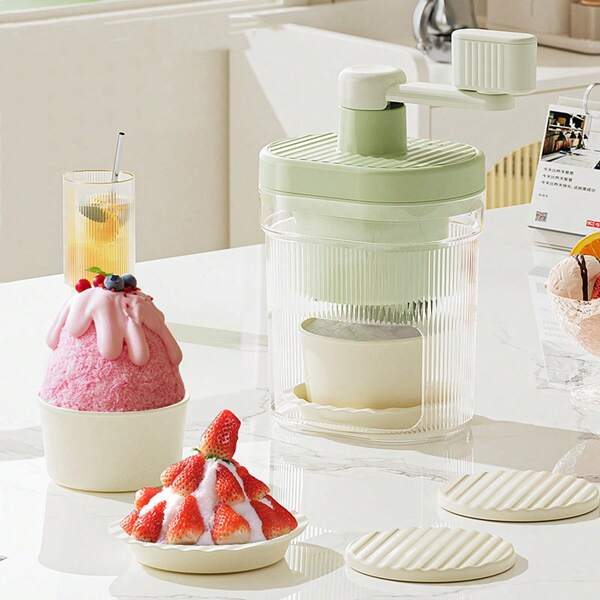 1pc Manual Ice Shaver Crusher Shaved Ice Machine, Compact Handheld For Home Use