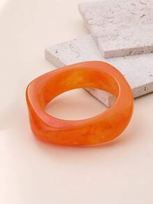 1 件女士扎染琥珀效果优雅品质美拉德色高端不对称手镯，百搭简约设计，适合日常佩戴