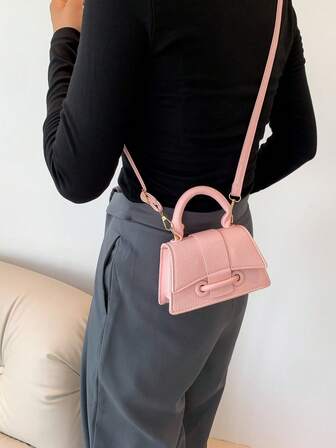 Fashionable High-Quality Lipstick Bag, Mini Square Handbag, New Solid Color Versatile Tote Bag, Women Purse