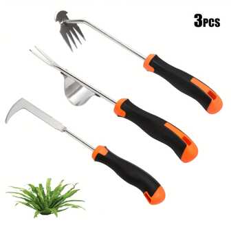3-Piece Set Of Manual Weeding Tools: Rubber Handle Puller, Root Remover Tool, Gap Cleaning Weeding Knife, Four-Prong Weeder, Gardening Weeding Miracle