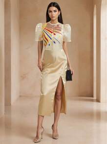 Amyenjoylife Modern Filipiniana Summer Fashion Temperament Printed Bubble Sleeve Short Sleeved Cardigan Top Bolero Filipiniana For Women