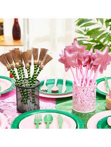 10pcs-Princess And Witch Party Favors Including 5Pcs Star Ballpoints And 5Pcs Witch Broom Pens Pink Pentagram Wand Green Stripes Broom Pens For Halloween Party Supplies Decorations Gifts,Back To School Gifts Back To School, School Thingsfor Girls/Boys, Backpack,School Supplies - Multicolor - View 2