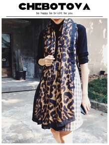 1pc Women's Leopard Print Shawl Scarf, Bohemian Style For Daily Wear And Photo Decorations