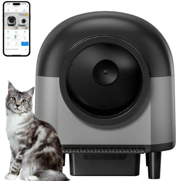 OMCPET Automatische Katzentoilette, selbstreinigend, 110 l, intelligente Katzentoilette mit App-Fernbedienung, geschlossene Katzentoilette für mehrere Katzen und Kätzchen