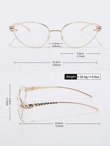 1 副男女通用全框椭圆形平光眼镜 - 金属眼镜，个性化眼镜 - 电子设备眼镜 - 豹纹镜腿眼镜 - 金色 - 查看 5