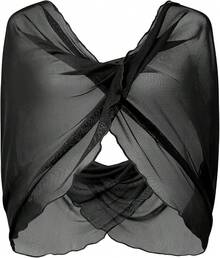 Coucoland Shawl Wraps Women - Sheer Chiffon Shawl Elegant Soft Wraps Evening Dress Wedding - 黑色 - 查看 7